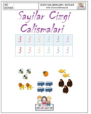 okul öncesi 1 sayısı çizgi çalışması